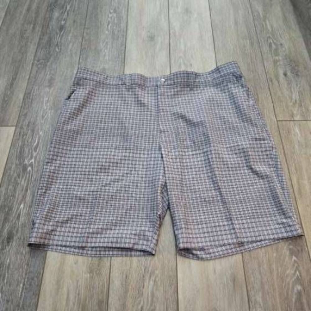 Adidas golf shorts size 40 mens gray gray black grid check plaid